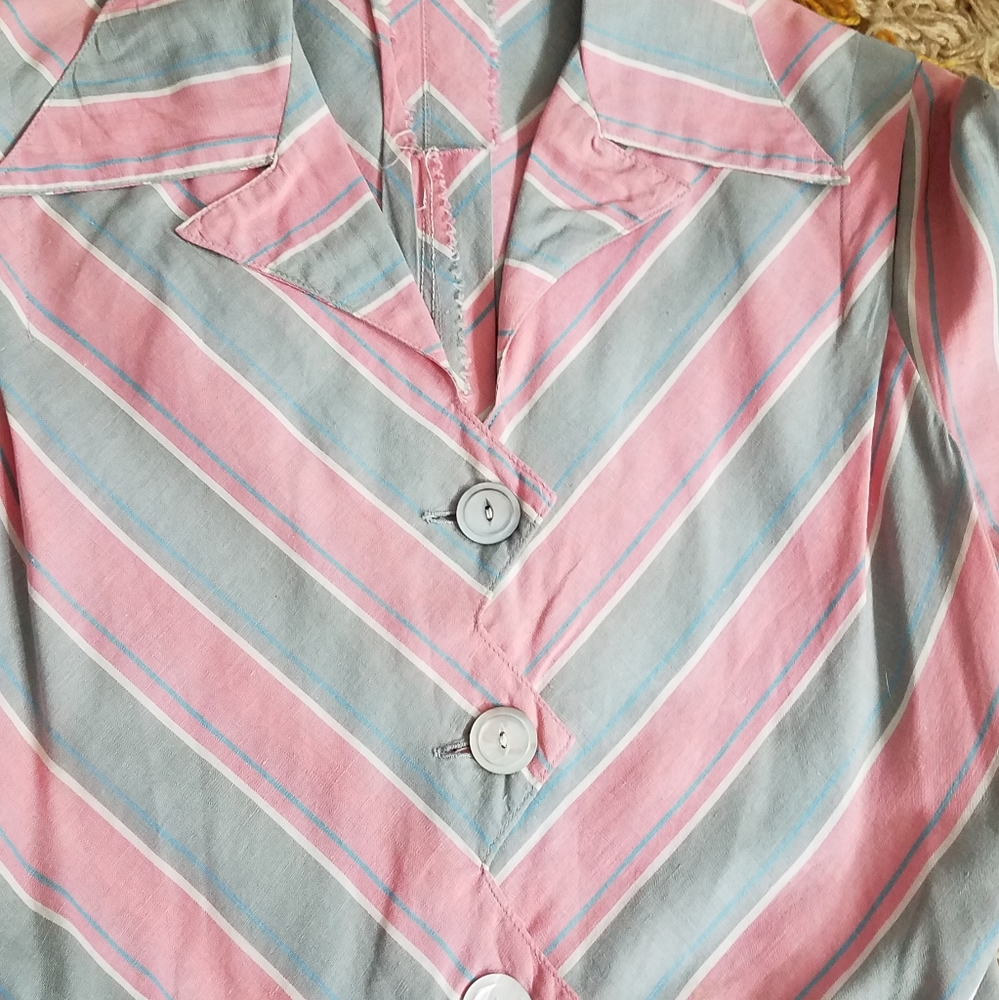 1940s 40s Betty Barklay Chevron Dress S/M - Picture 3 of 10